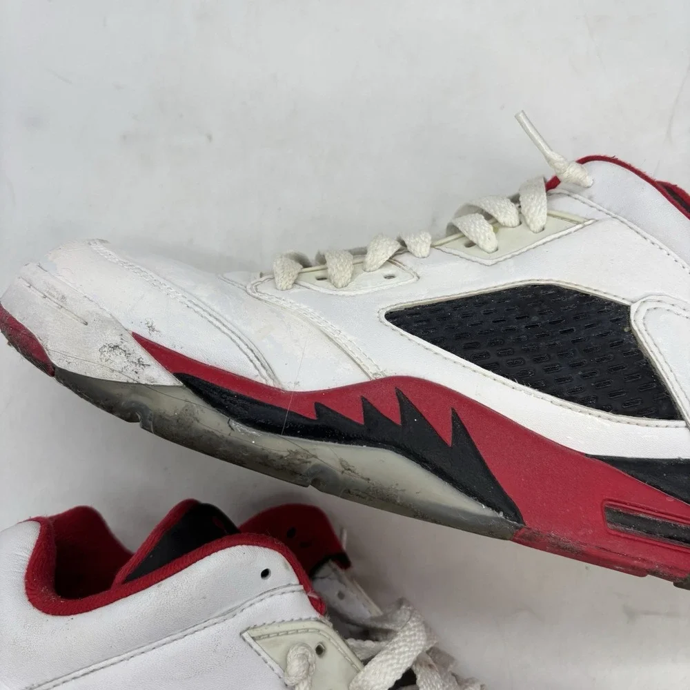 Air Jordan 5 Retro 2016 Low Fire Red Shoes Mens 9 Lace Up White Sneaker Sports